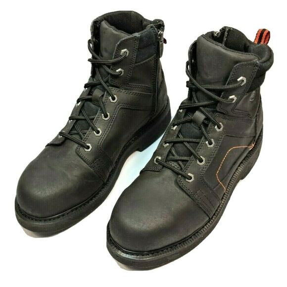 Harley-Davidson Men's Pete Steel Toe 6.0-Inch Black Boots Size 9.5M Inside Zip - Picture 1 of 8